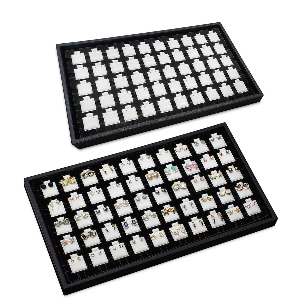 Ikee Design 2 Pcs Black 50 Earring Card Tray Each, 100 Earring Puffy Cards