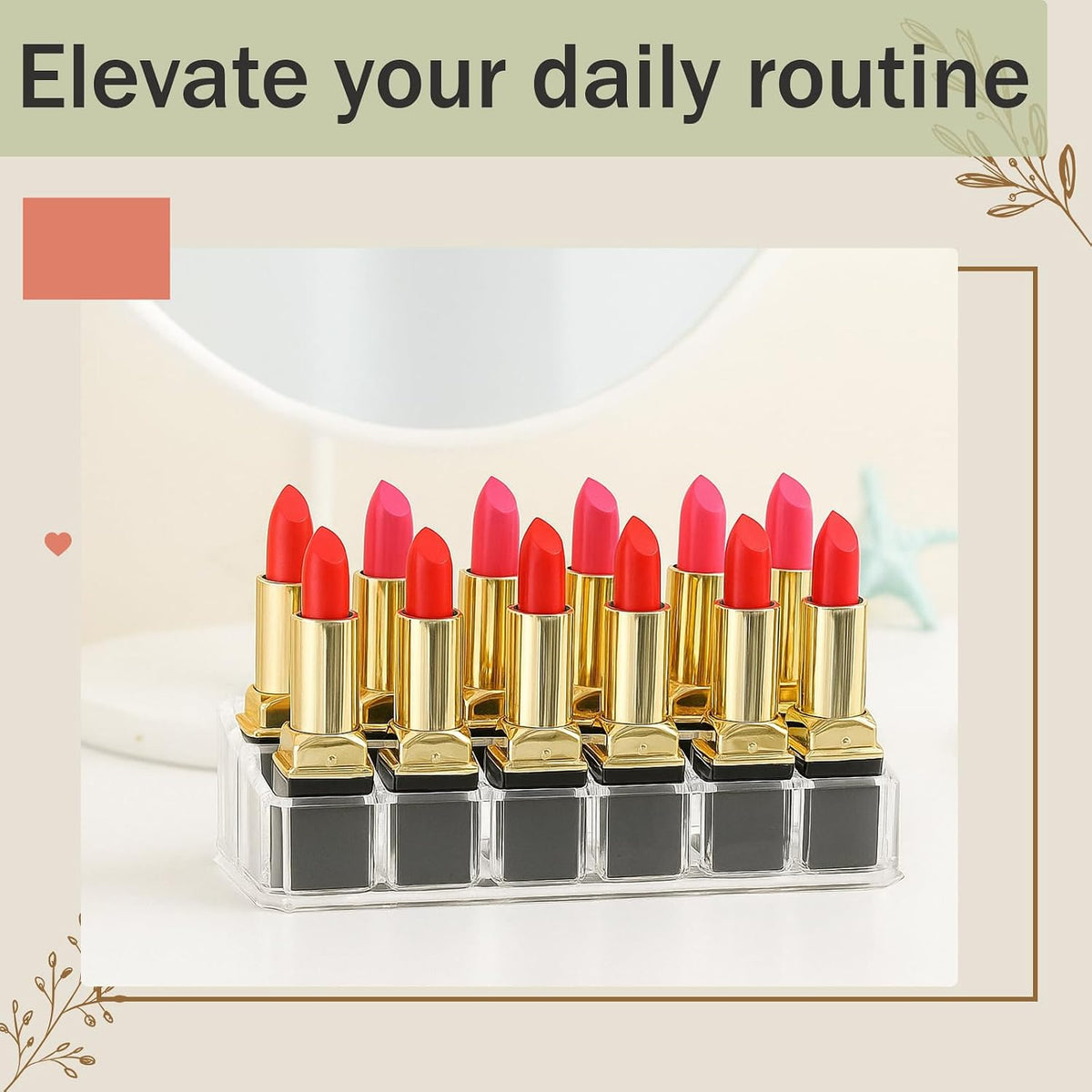 4 Pack Lipstick Organizer, 12 Slot Clear Acrylic Lipstick Holder