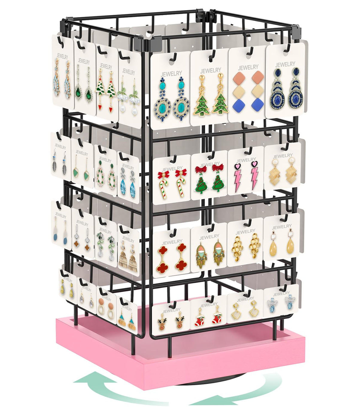 EsLuker.ly Rotating Earring Display Holder Stand for Vendors Selling, Black