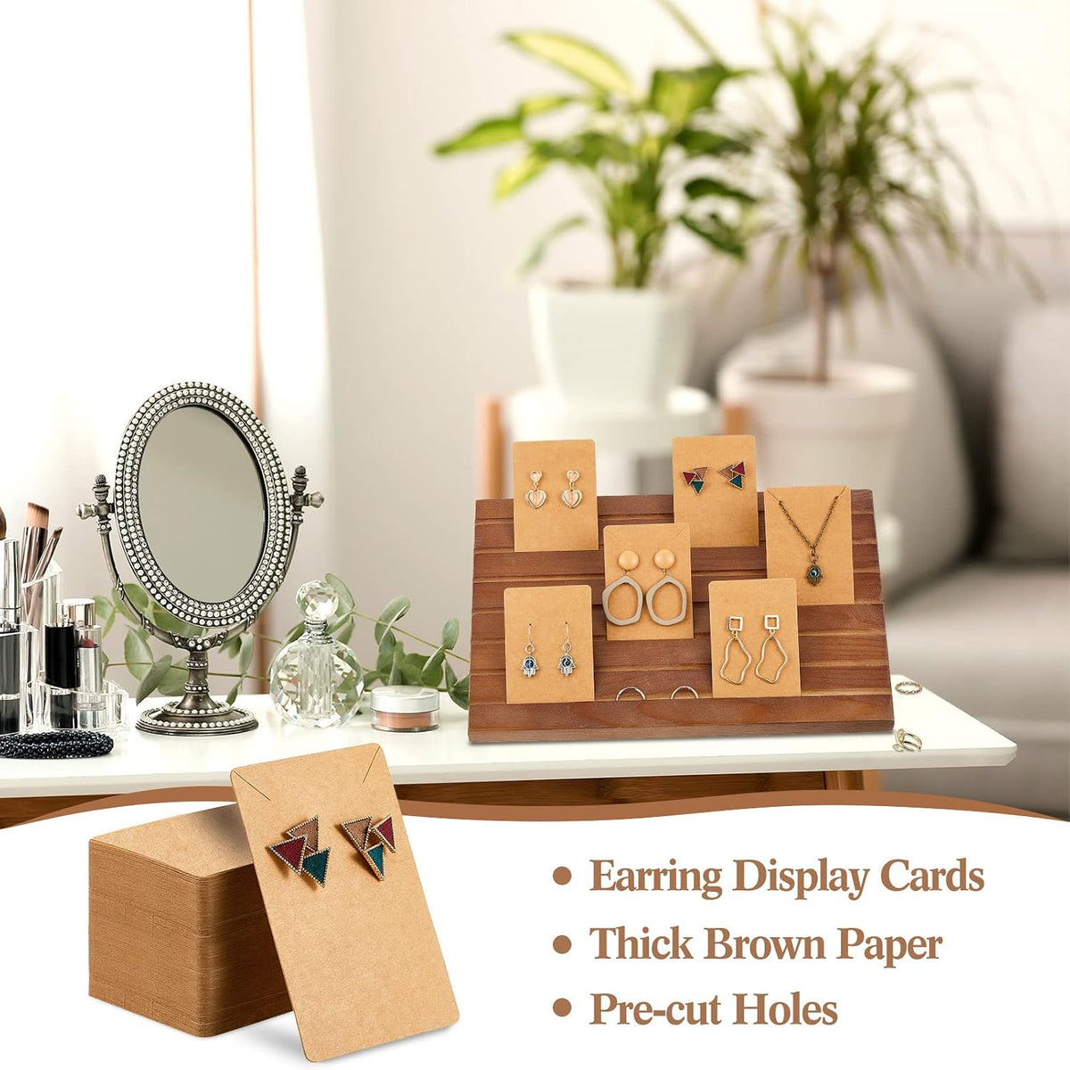 Blulu 31 Pack Wooden Earring Display Stand 7 Slot