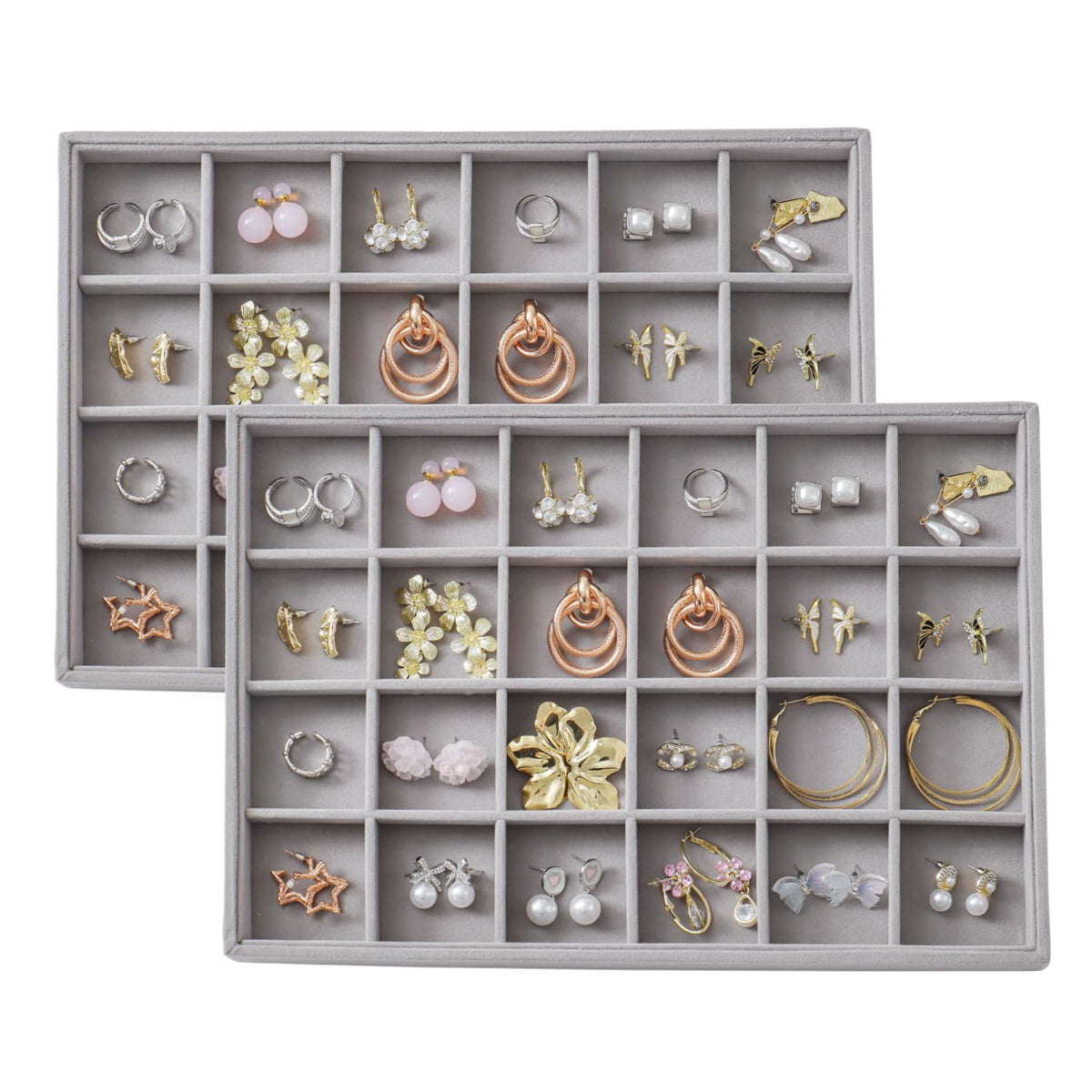 Large Velvet Jewelry Tray Display Drawer Inserts 2 Pack