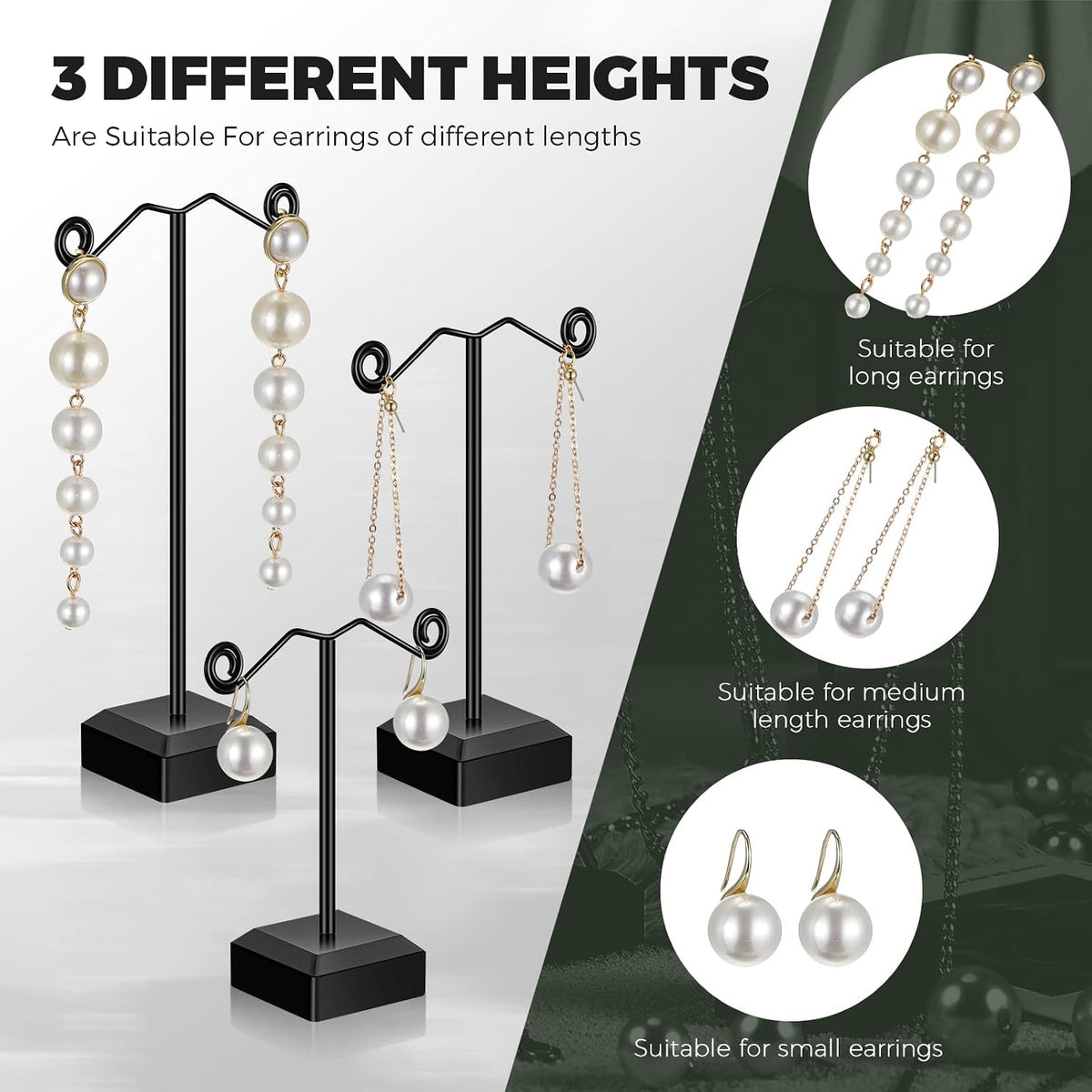 Macarrie 18 Pcs Metal Earring Holder, T Bar Earring Display Stand Black
