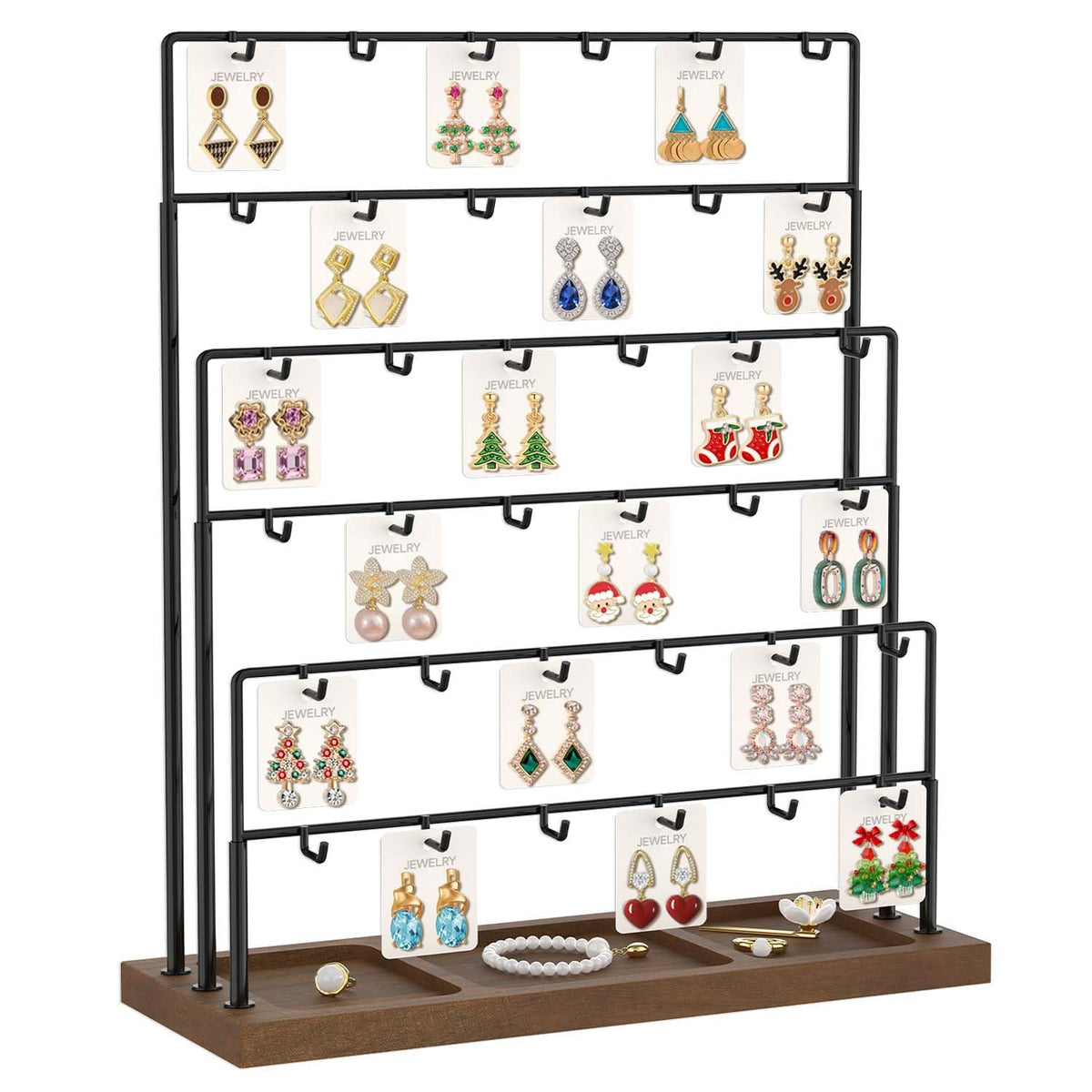 MODOWEY Earring Card Display Stand Metal Holder for Vendors, 50 Hooks Black