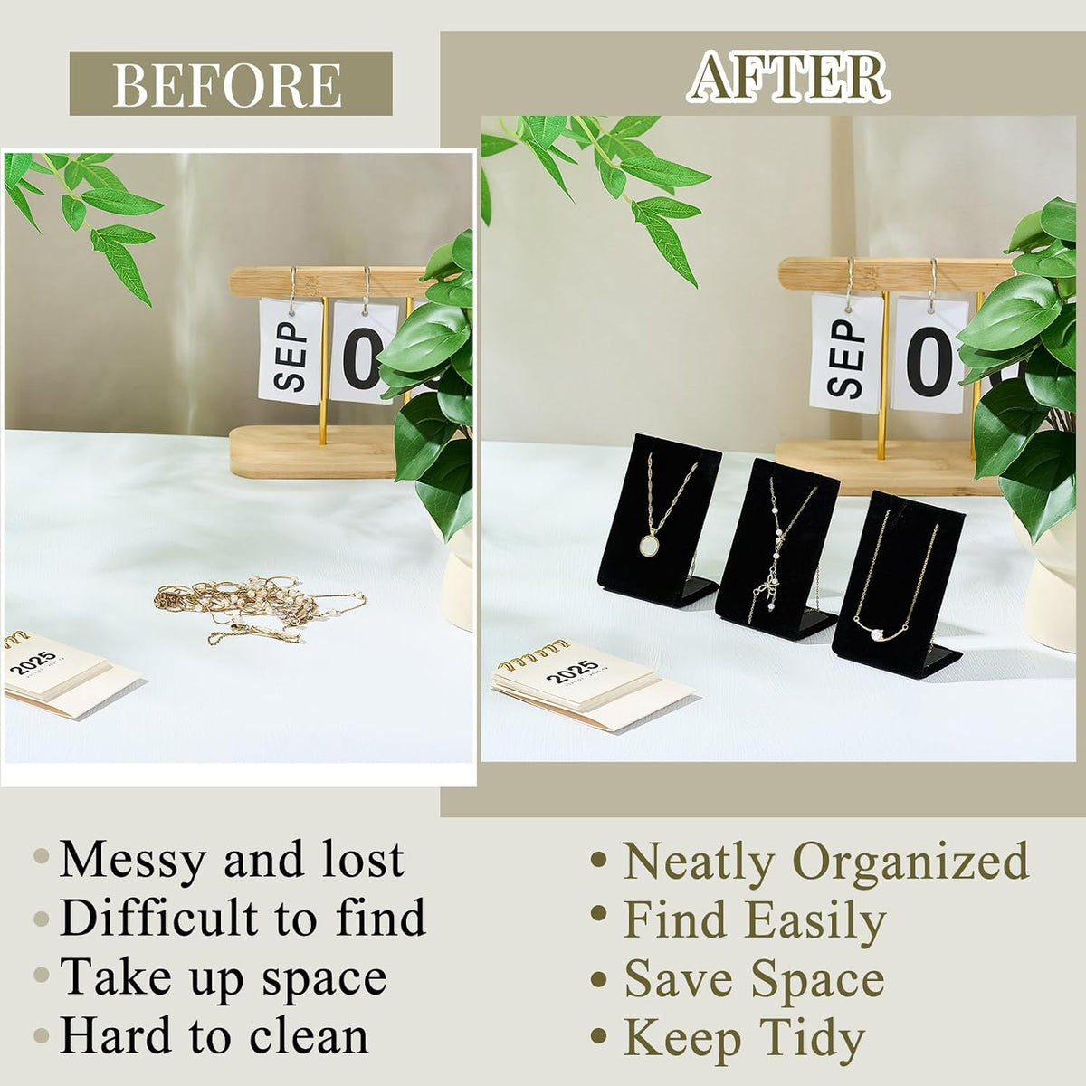 RattanView 12 Pcs Velvet Earring Display Stand Necklace Holder Black Velvet