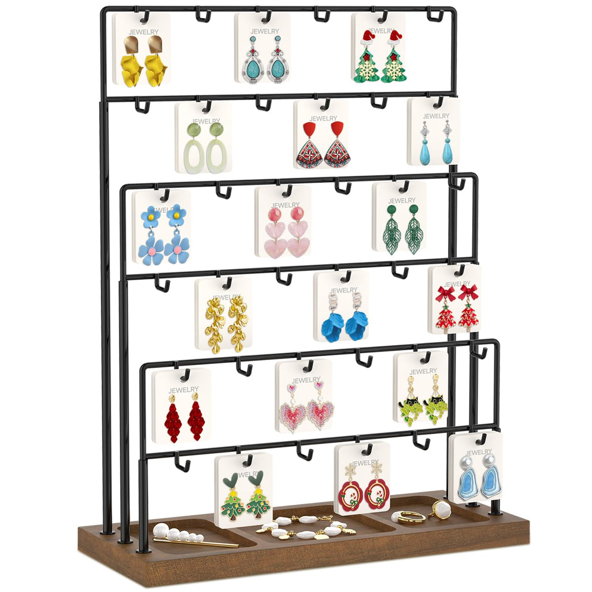 EsLuker.ly Rotating Earring Display Holder Stand for Vendors Selling, Brown