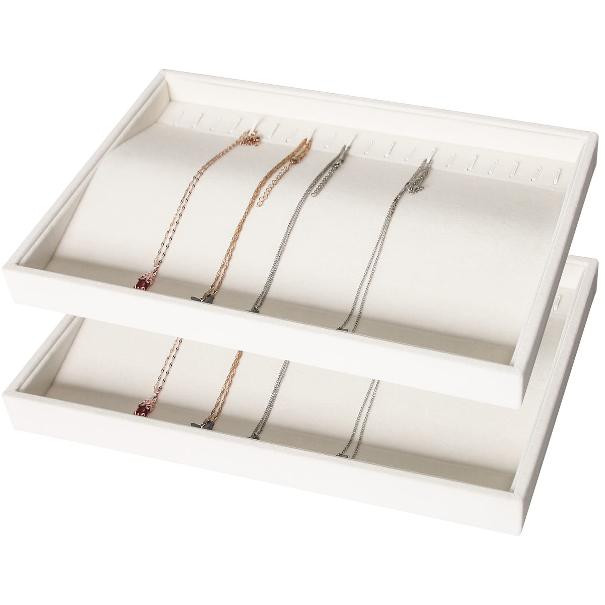 Coward 2PC Stackable Earring Tray Drawer Jewelry Holder Organizer Box Storage Earring Display Stand for Selling (beige(earring+earring))