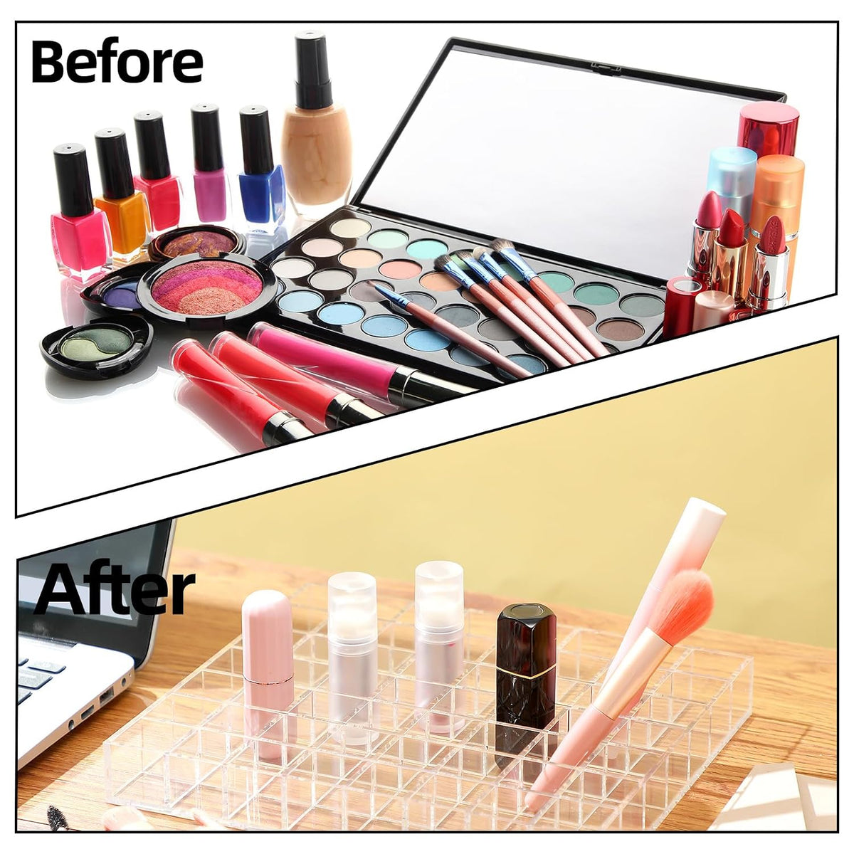 Mumufy Lipstick Holder Clear Acrylic Makeup Organizer Display, 56 Slot