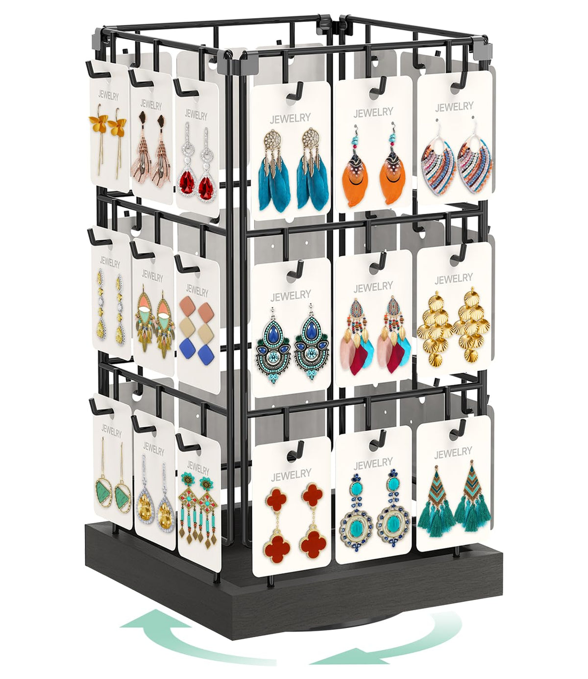EsLuker.ly Earring Holder Organizer Rotating Display Tree Stand, Black