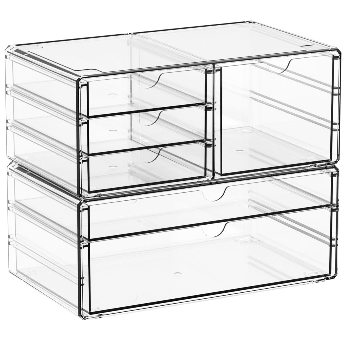 Yieach 3 Pack Clear Storage Drawers With 10 Drawers,Stackable 11.1” Large Acrylic Drawer Organizer and Makeup Organizer For Vanity,Bathroom Countertop,Cabinet,Pantry,Office Supply Storage Bins Drawers