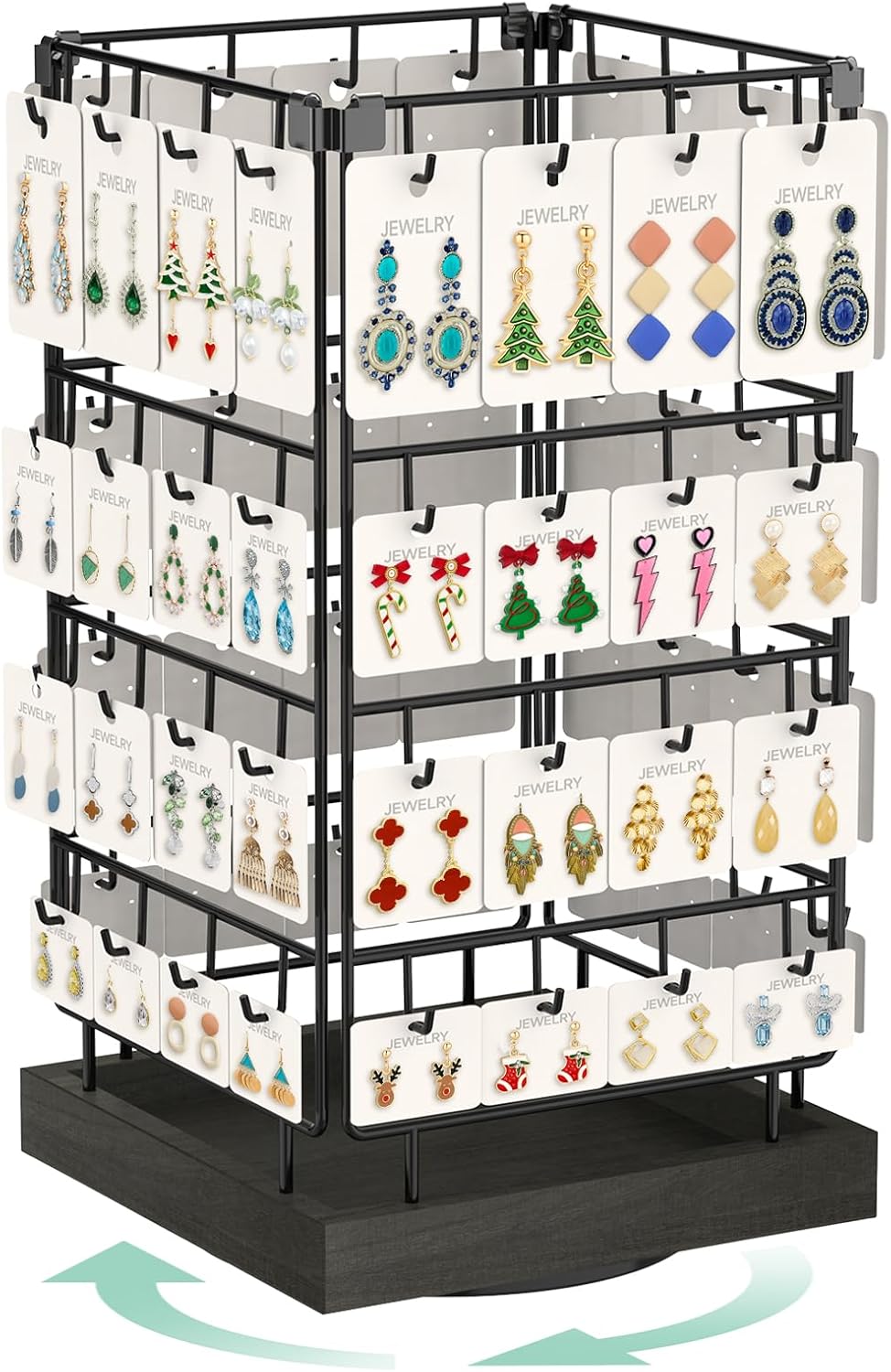 EsLuker.ly Rotating Earring Display Holder Stand for Vendors Selling, Black