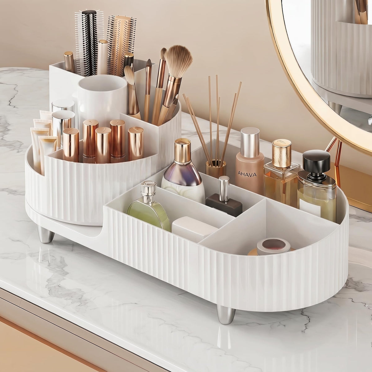 Booklov Rotating Makeup Organizer for Vanity Countertop, Clear