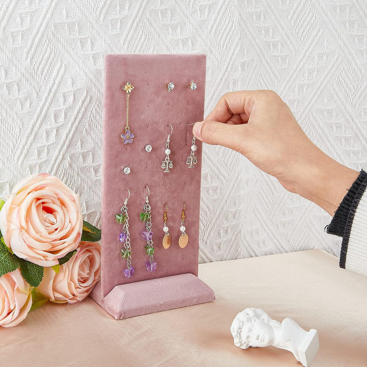 SUPERFINDINGS Velvet Earring Display Stand Jewelry Organizer for Display