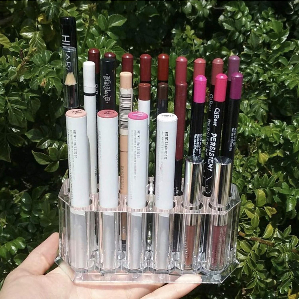 Acrylic Eyeliner Organizer & Lip Liner Organizer 26 Space Storage 20 Standard 6 Jumbo Cosmetic Pencil Makeup Display Case Refillable Container