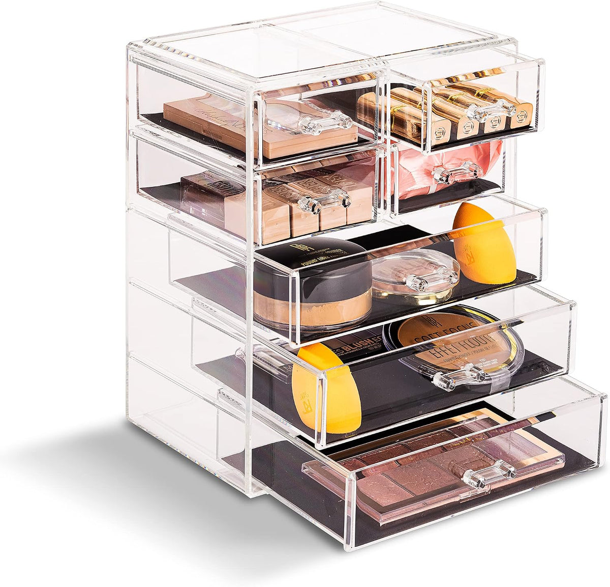 Sorbus 7-Drawer Makeup Organizer with Small & Wide Drawers (Clear)