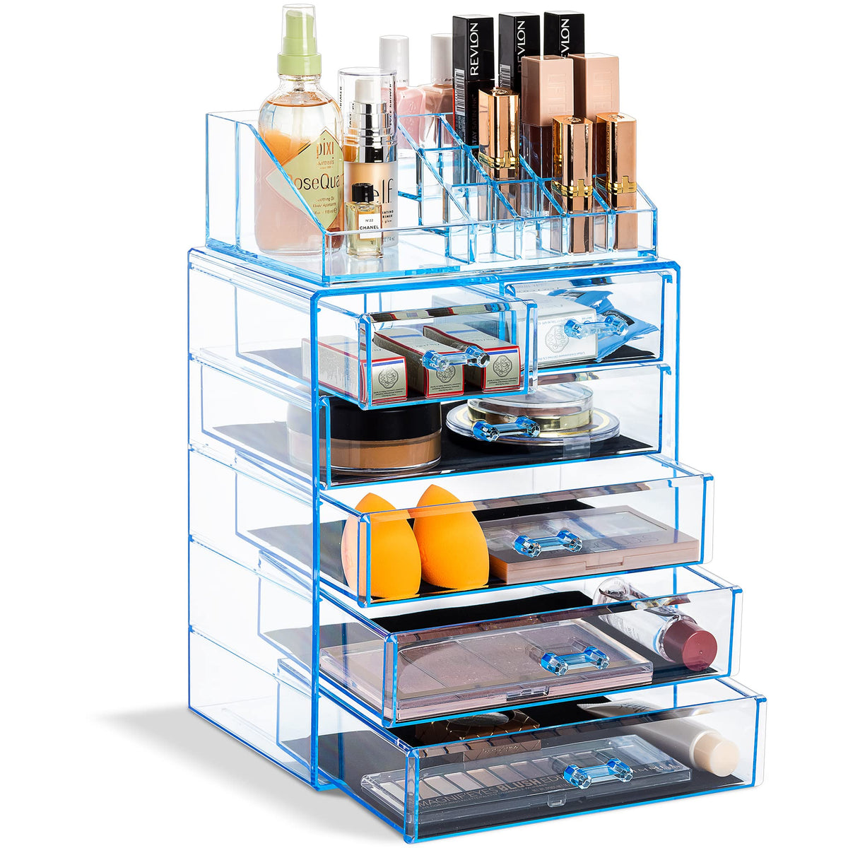 Sorbus Makeup Organizer, 7-Drawer Acrylic 2-Piece Set (Clear)