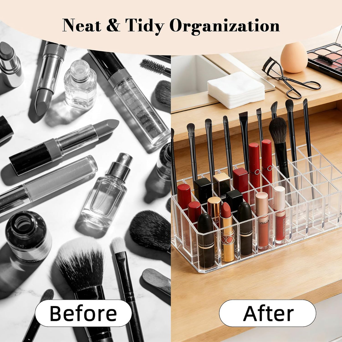 Rollerball Perfume Organizer, 36 Spaces Acrylic Fragrance Organizer Travel, Lipstick Organizer Lipgloss Holder, Clear