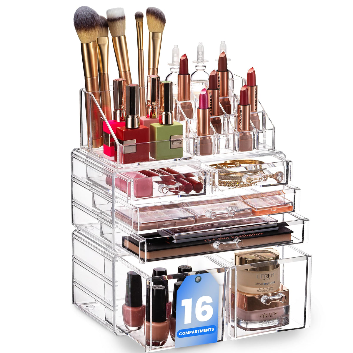 Masirs Clear Cosmetic Storage Organizer, Classy Design, Versatile, Simplifies Your Life