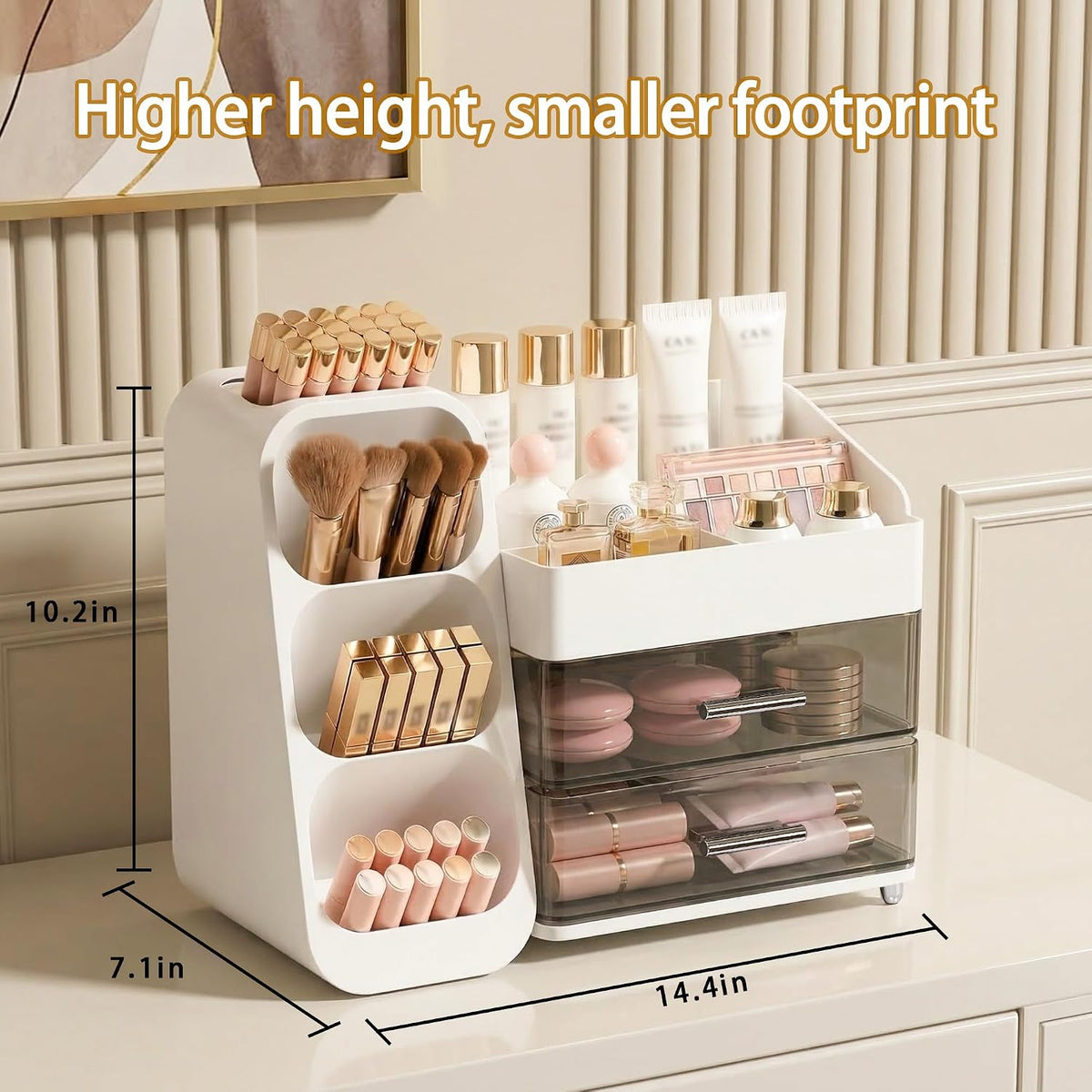 Large Capacity Makeup Organizer Countertop with Makeup Brush Holder for Vanity, Thickened Material, Bathroom Countertop Organizer Skin Care Perfumes Storage, Teen Girl Gifts for 12-23 Year