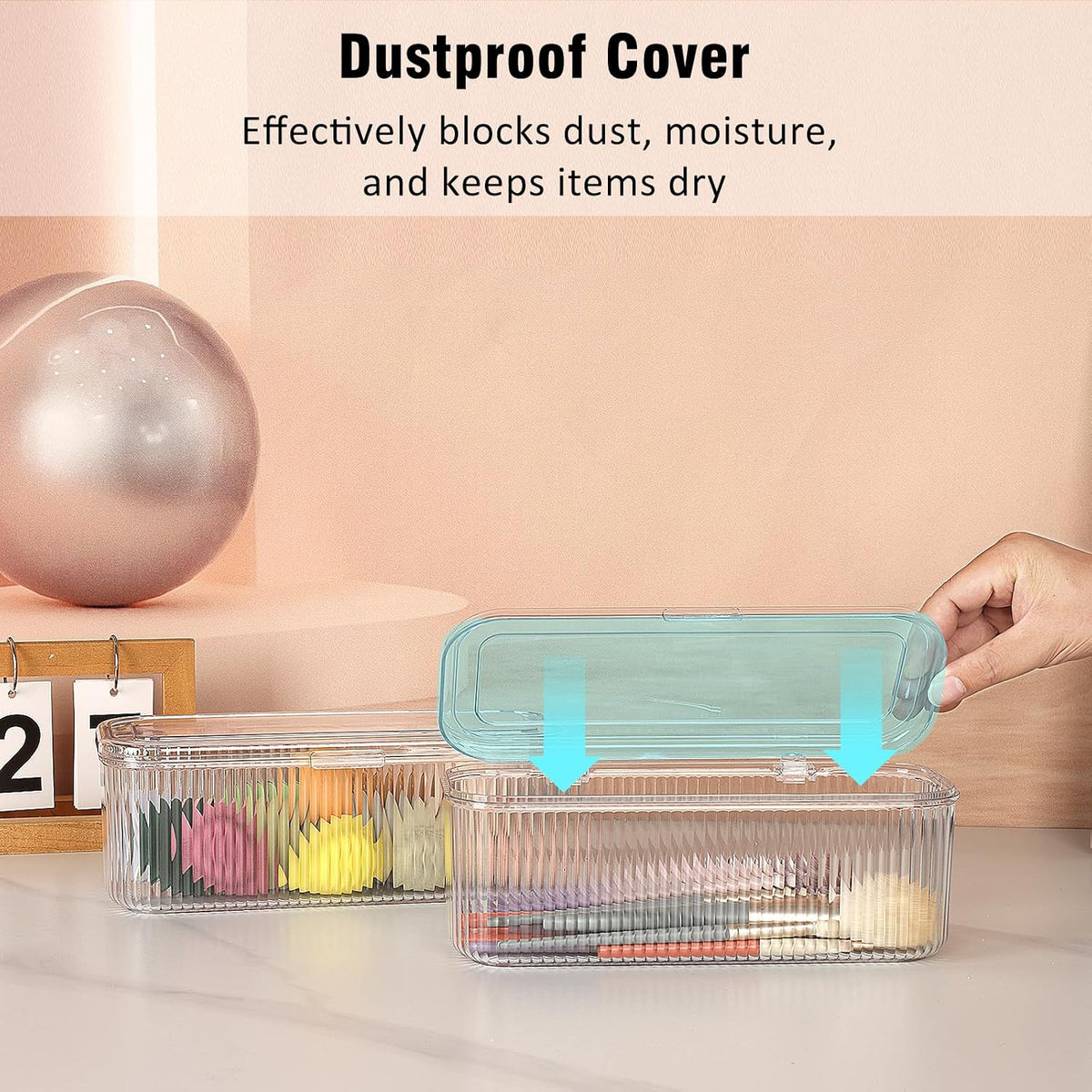 JessLab Makeup Brush Holder with Lid, Makeup Sponge Storage Case, 2 Pack
