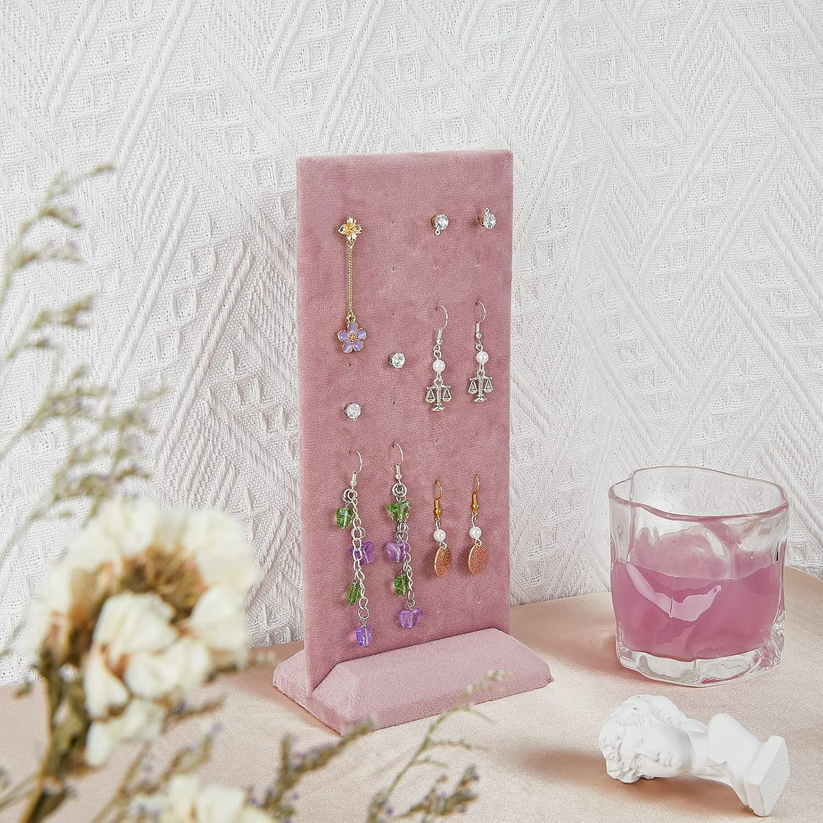 SUPERFINDINGS Velvet Earring Display Stand Jewelry Organizer for Display