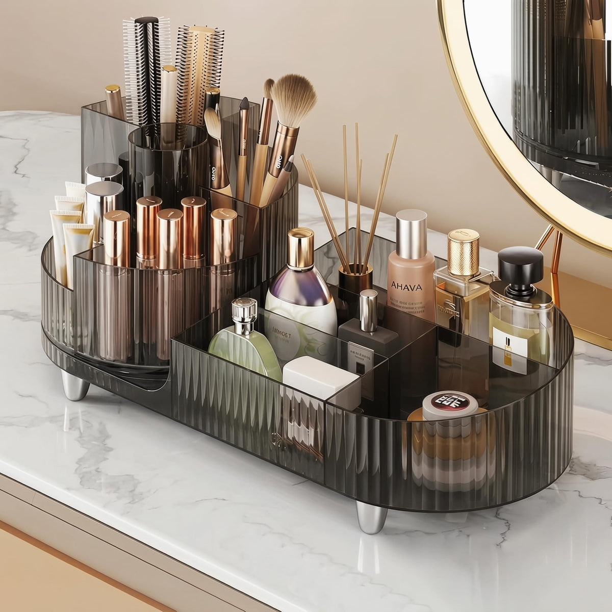 Booklov Rotating Makeup Organizer for Vanity Countertop, Clear