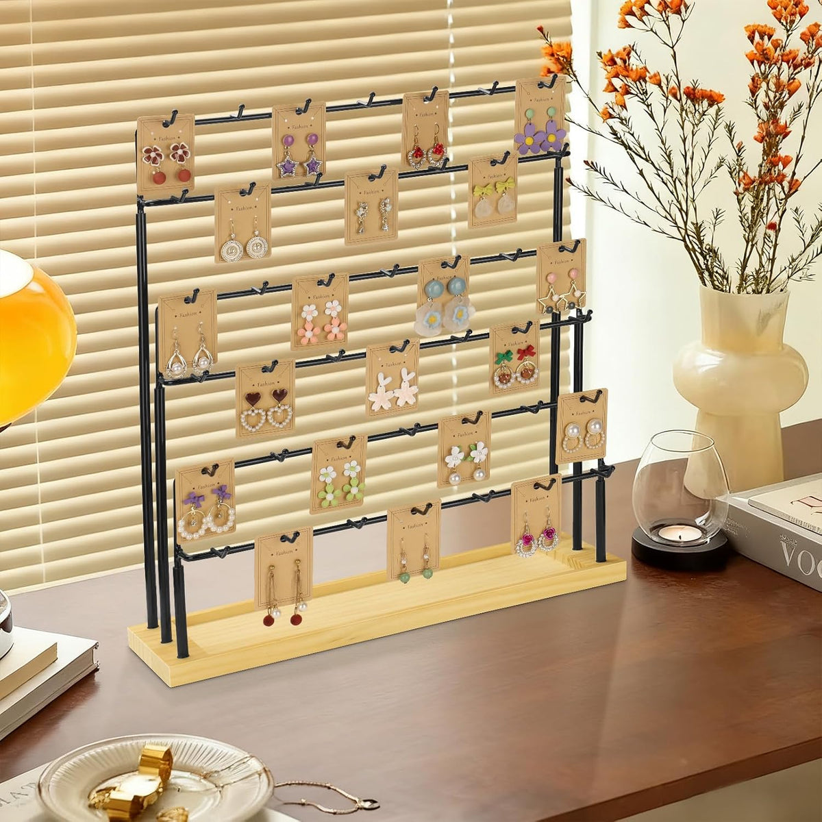 Jewelry Display for Vendors,6 Tiers 42 Hooks Earring Display Holder Stand