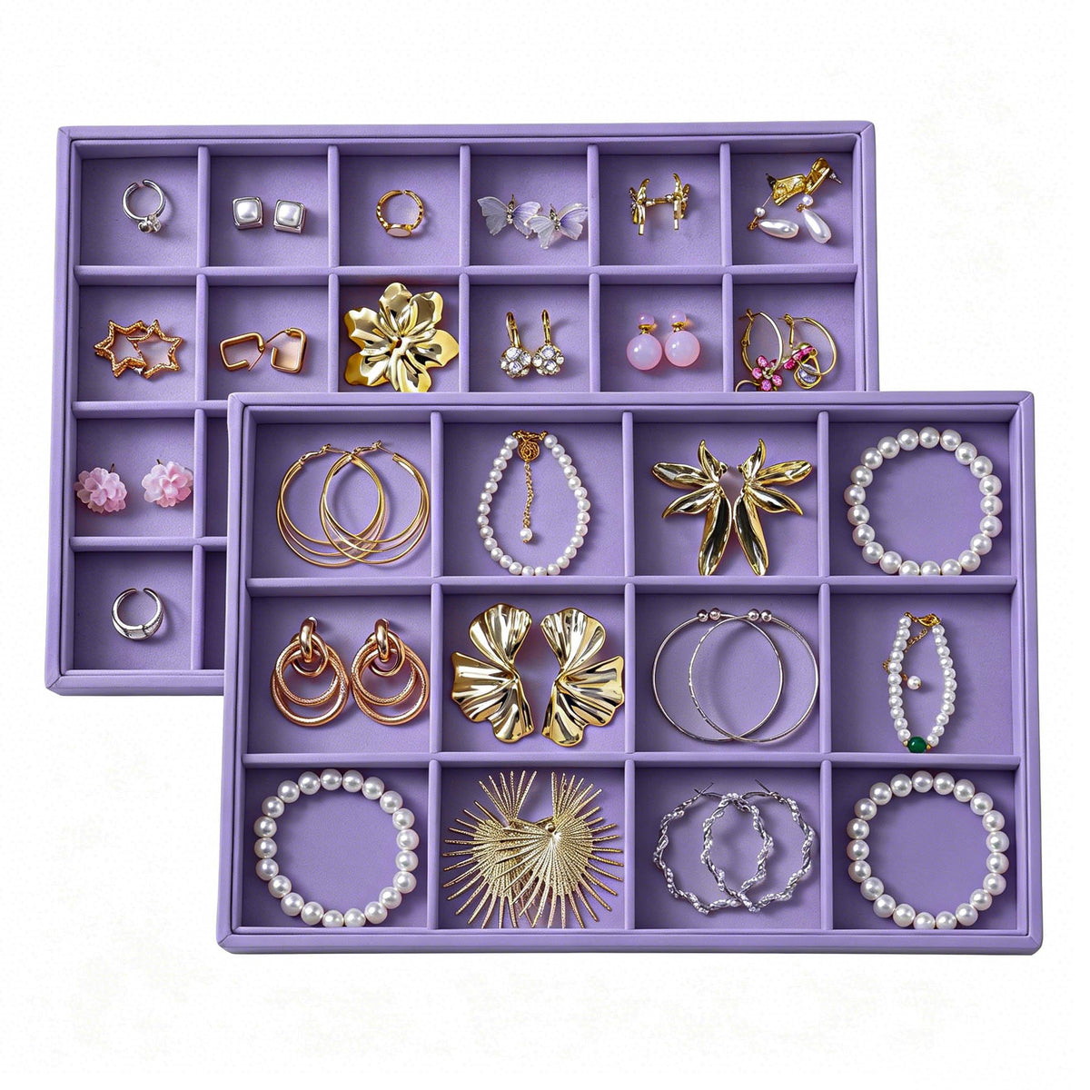 Large Velvet Jewelry Tray Display Drawer Inserts 2 Pack