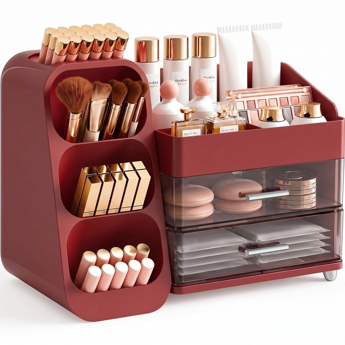 Booklov Small Makeup Organizer for Vanity Countertop, White