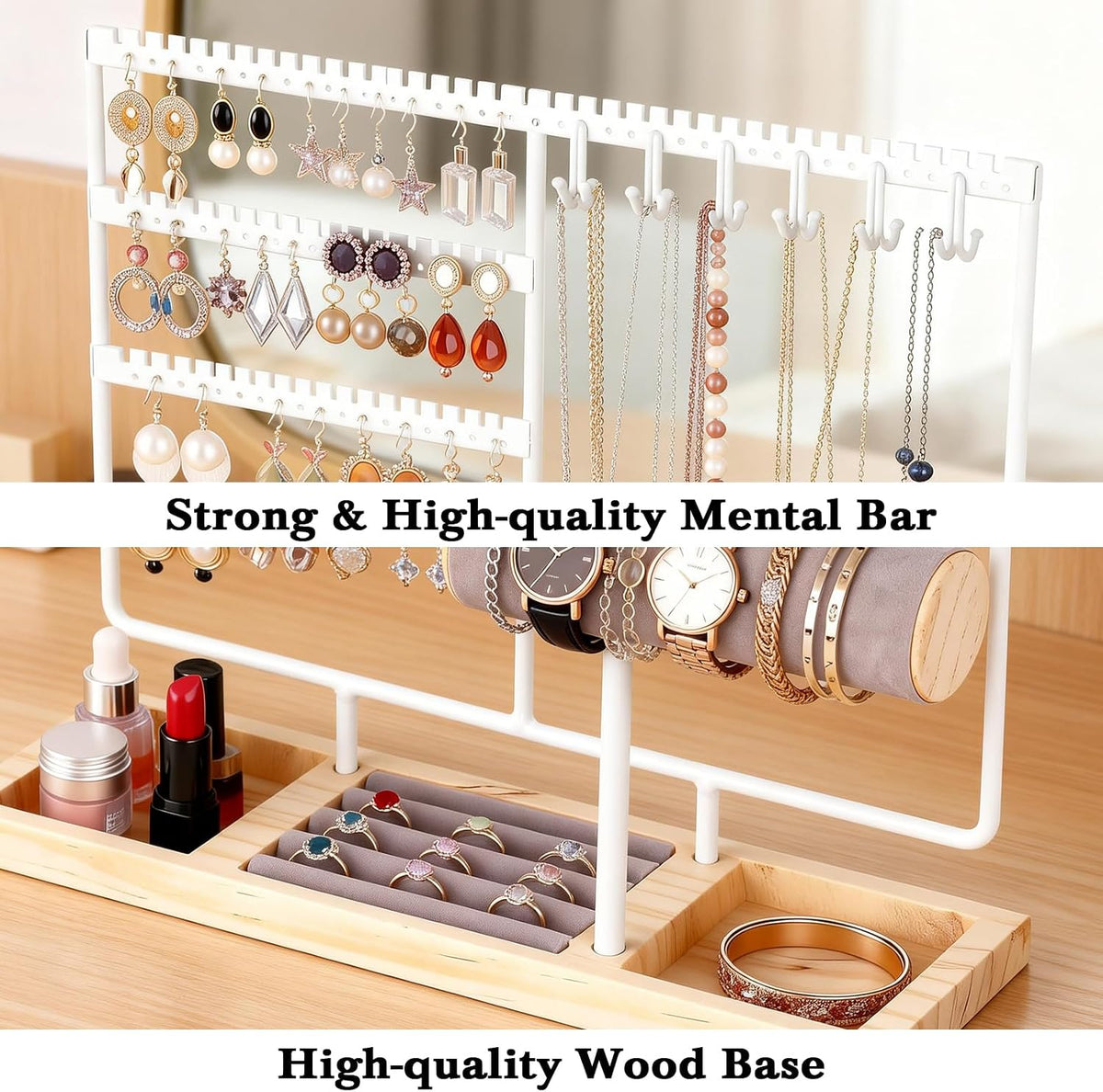 Ciormis Jewelry Organizer Stand, 5-Tier Earring Holder for Women and Girls