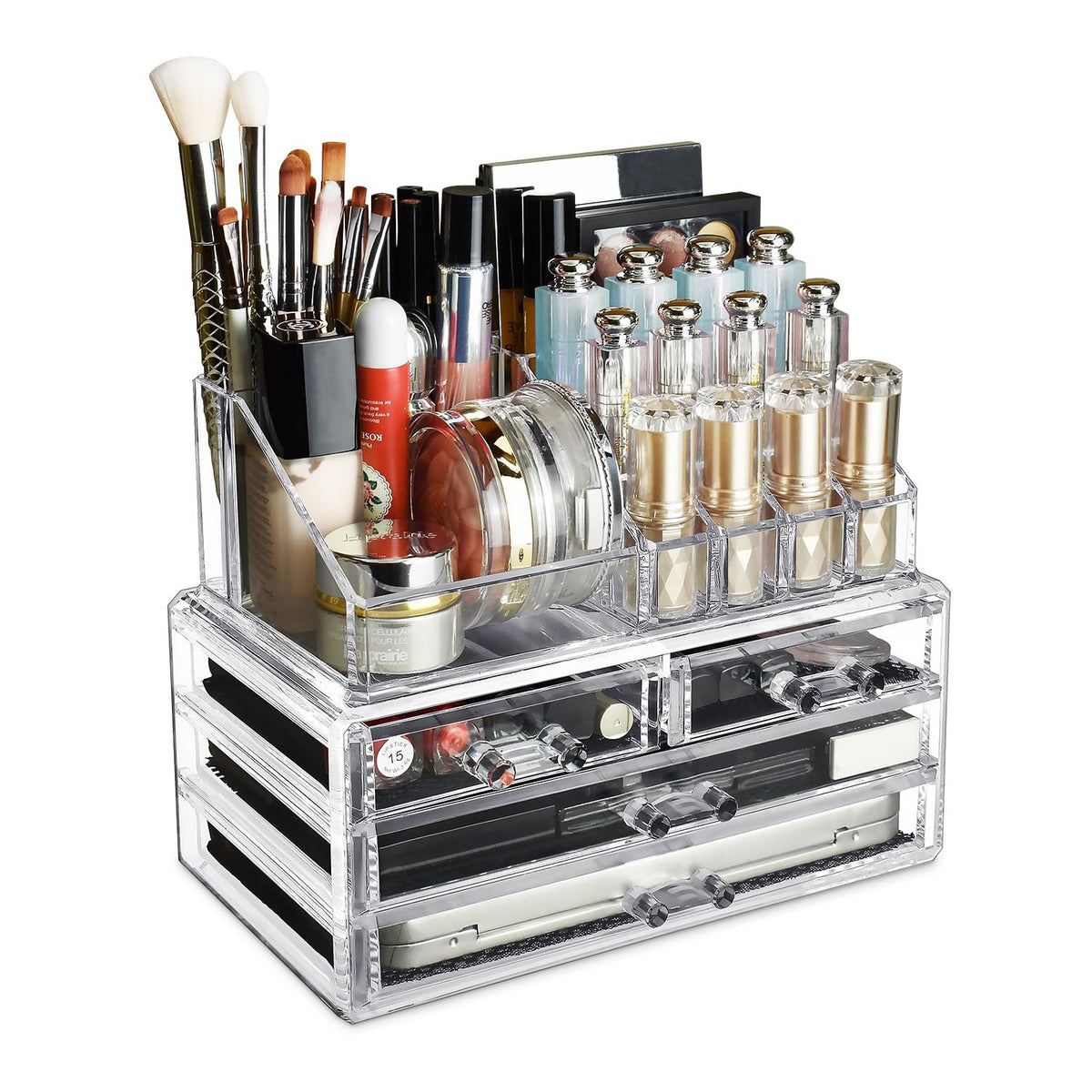 Ikee Design Acrylic Clear Makeup Cosmetics Lip Gloss Organizer,Gold