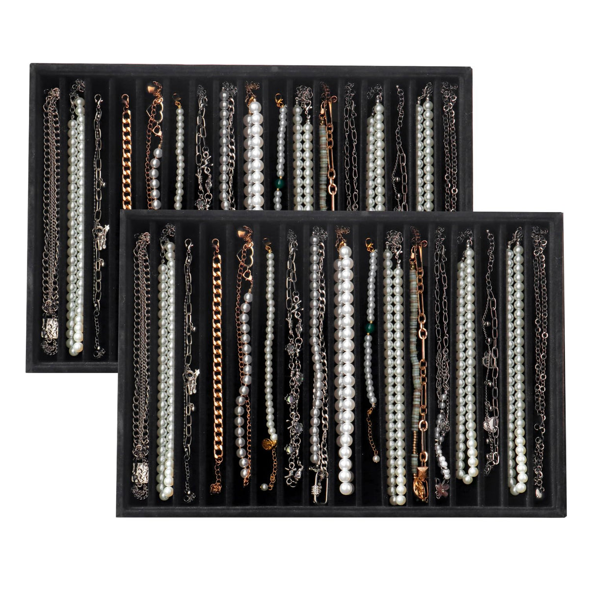 Large Velvet Jewelry Tray Display Drawer Inserts 2 Pack