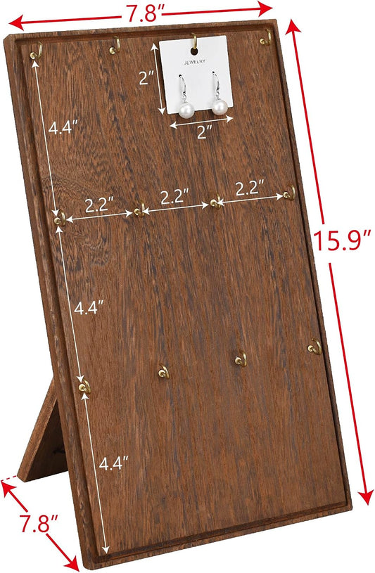 Ikee Design Wood Jewelry Display with 12 hooks, Earring keychain Stand