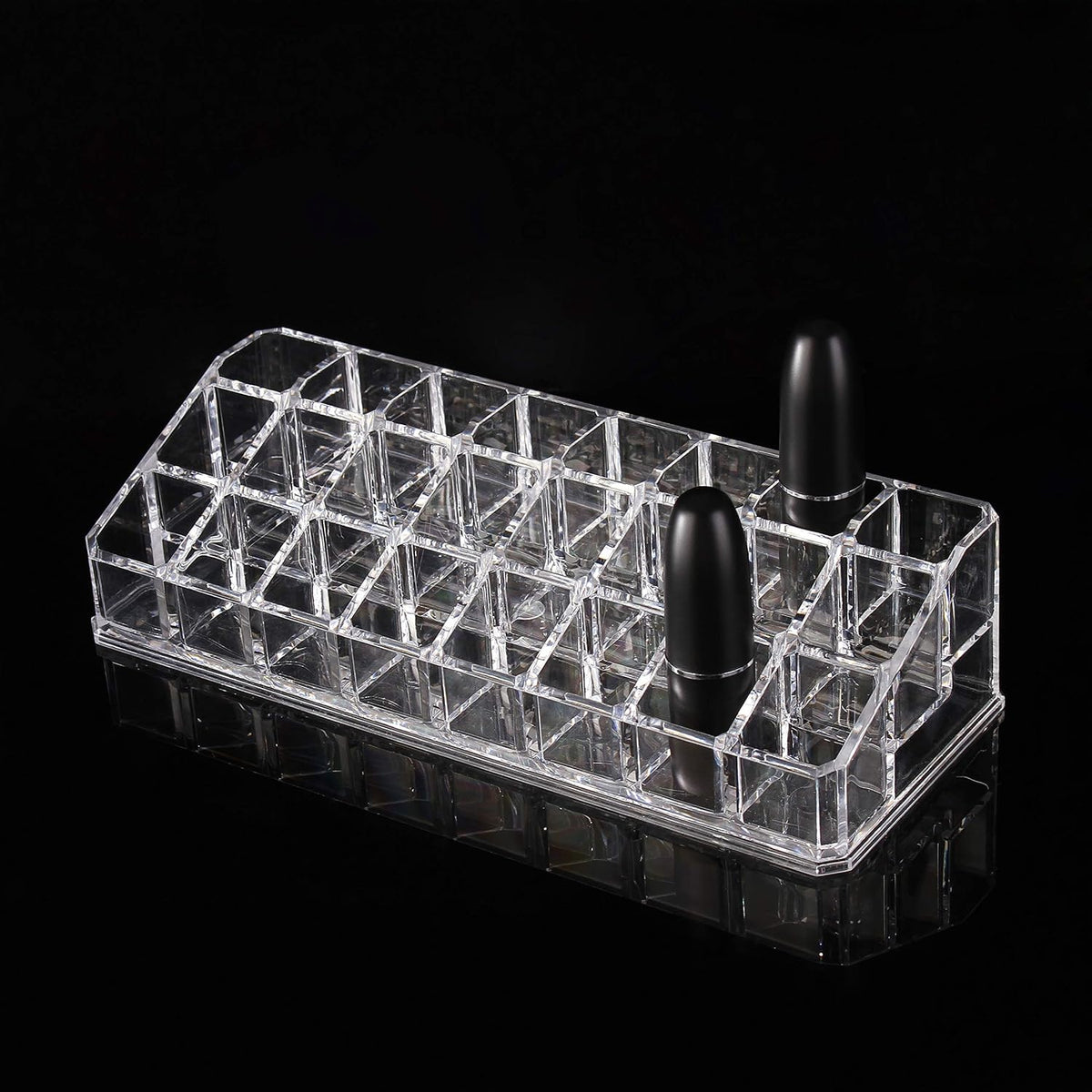 Clear Acrylic Lipstick Organizer for Cosmetic Make Up Holder Crystal 24 Sections A Style