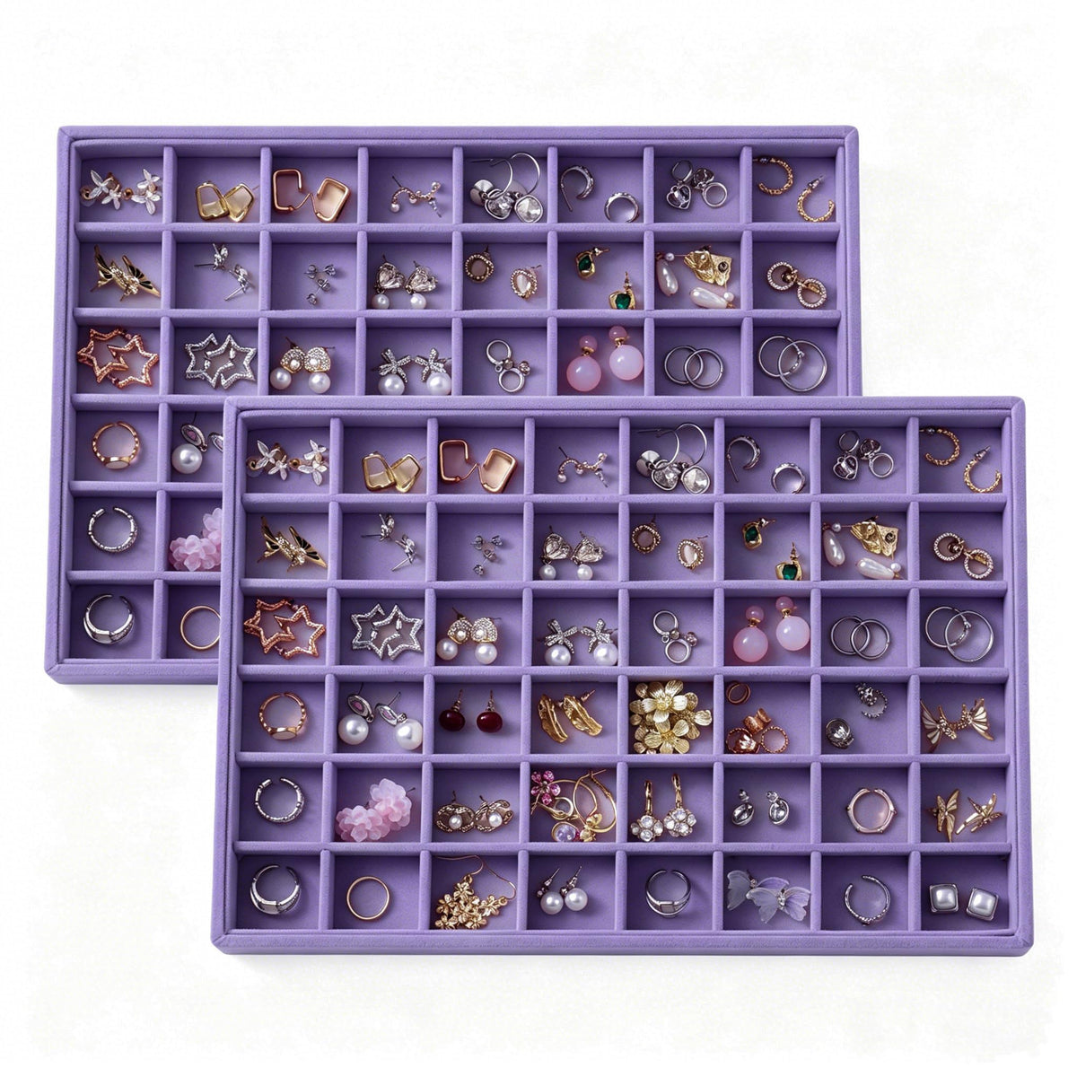 Large Velvet Jewelry Tray Display Drawer Inserts 2 Pack