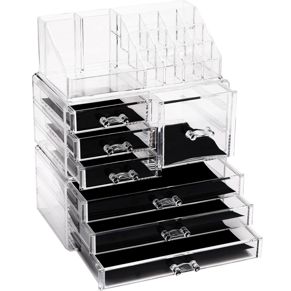 Sea Team 3-Tier Stackable Clear Acrylic Makeup Organizer with Drawers