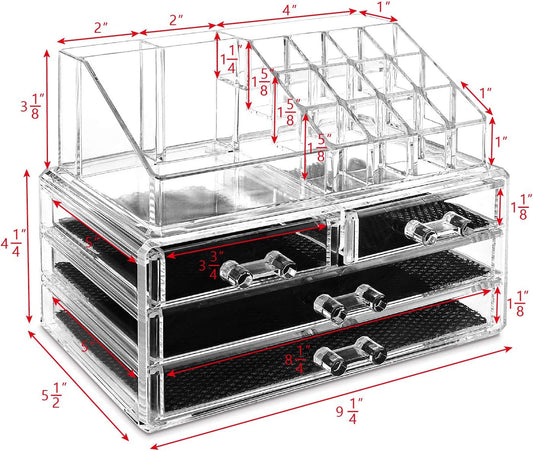Ikee Design Acrylic Clear Makeup Cosmetics Lip Gloss 4 Drawers Organizer