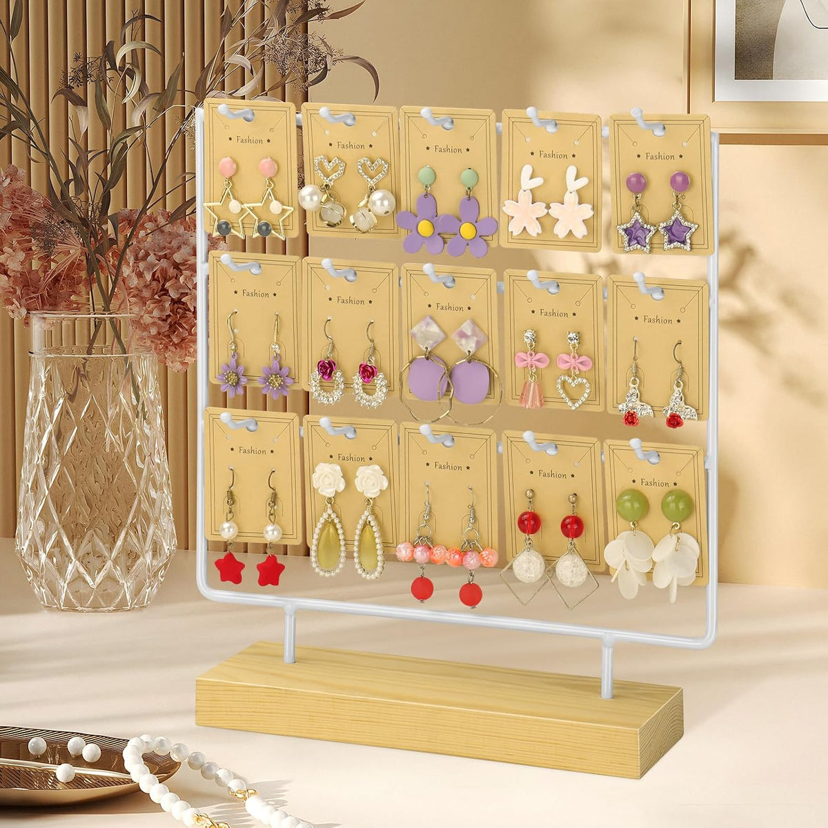 Jewelry Display for Vendor,3 Tier 15 Hook Earring Rack Display Holder Stand