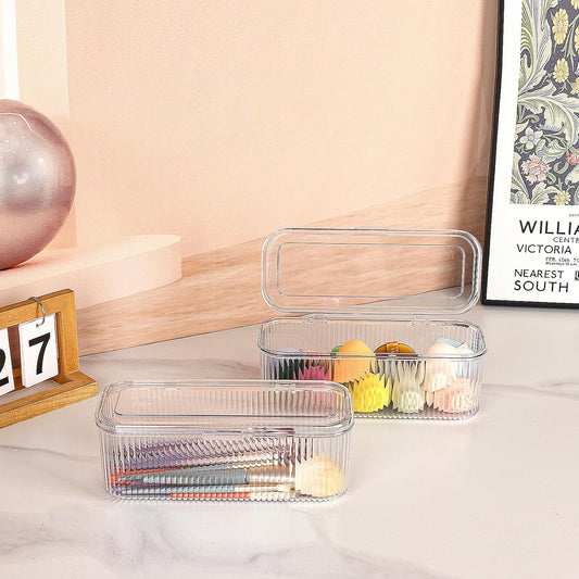 JessLab Makeup Brush Holder with Lid, Makeup Sponge Storage Case, 2 Pack