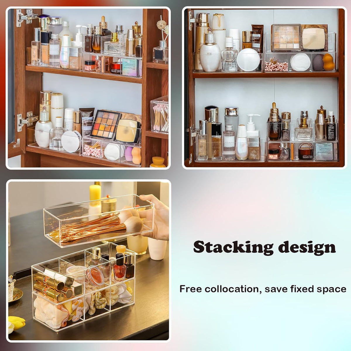 Acrylic Organizer 4-Piece Makeup Organizer Set