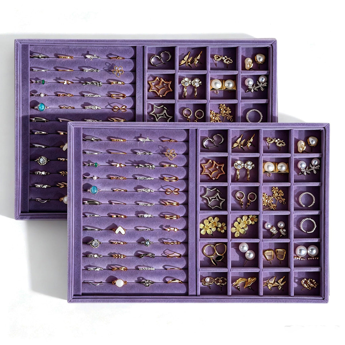 Large Velvet Jewelry Tray Display Drawer Inserts 2 Pack
