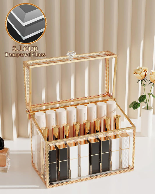 Youdepot Lipstick Organizer Holder, 24 Spaces Tempered Glass
