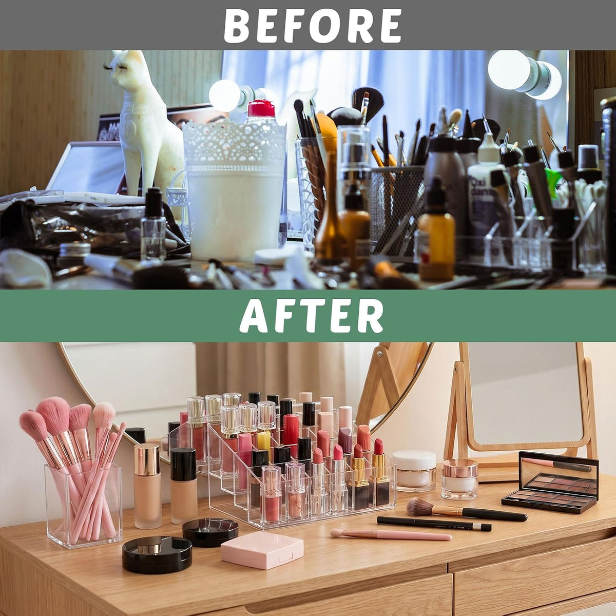 Macarrie 6 Pieces Lipstick Holder 24 Slot Clear Acrylic Lipgloss Organizer Storage Display Case for Perfume Sample Mascara Brushes Birthday Gift