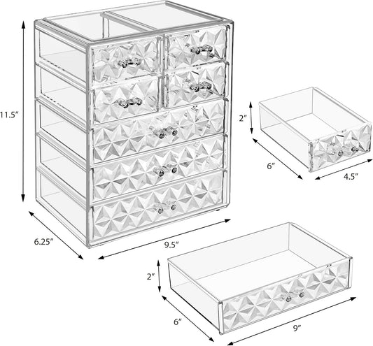 Sorbus 7-Drawer Makeup Organizer with Small & Wide Drawers (Diamond)