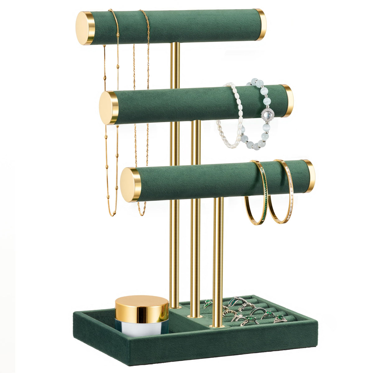 Jewelry Organizer Stand Display, 3 Tier Velvet Bracelet Holder, Pink