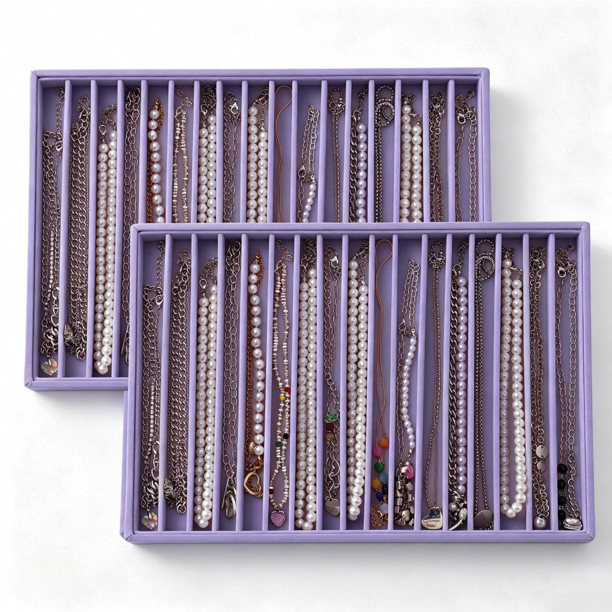 Large Velvet Jewelry Tray Display Drawer Inserts 2 Pack