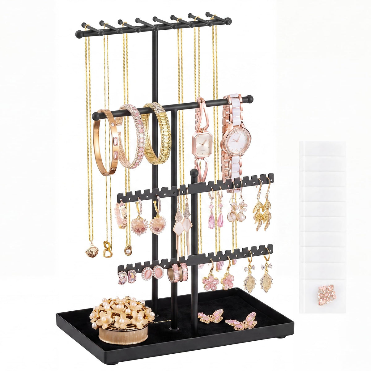 SONGMICS Jewelry Holder, 12.1 to 18.7 Inches Height Adjustable Stand