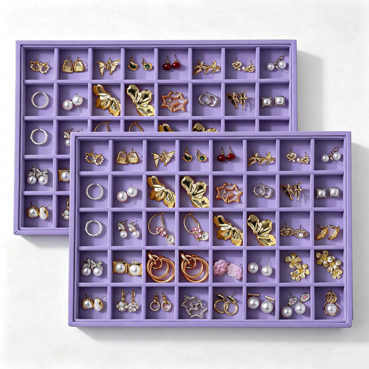 Large Velvet Jewelry Tray Display Drawer Inserts 2 Pack