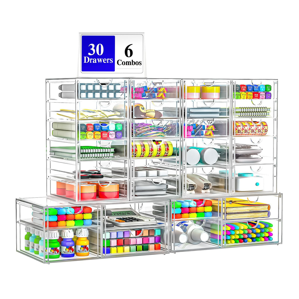 ARSTPEOE Acrylic 13-Drawer Storage & Makeup Organizer for Desk, Bath