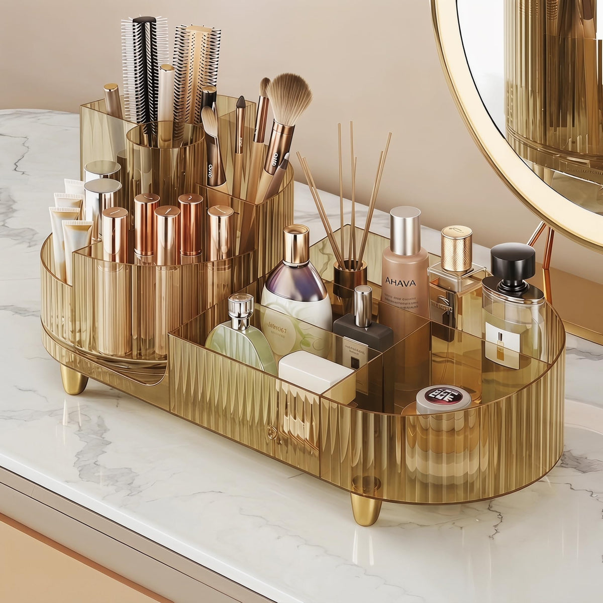 Booklov Rotating Makeup Organizer for Vanity Countertop, Clear