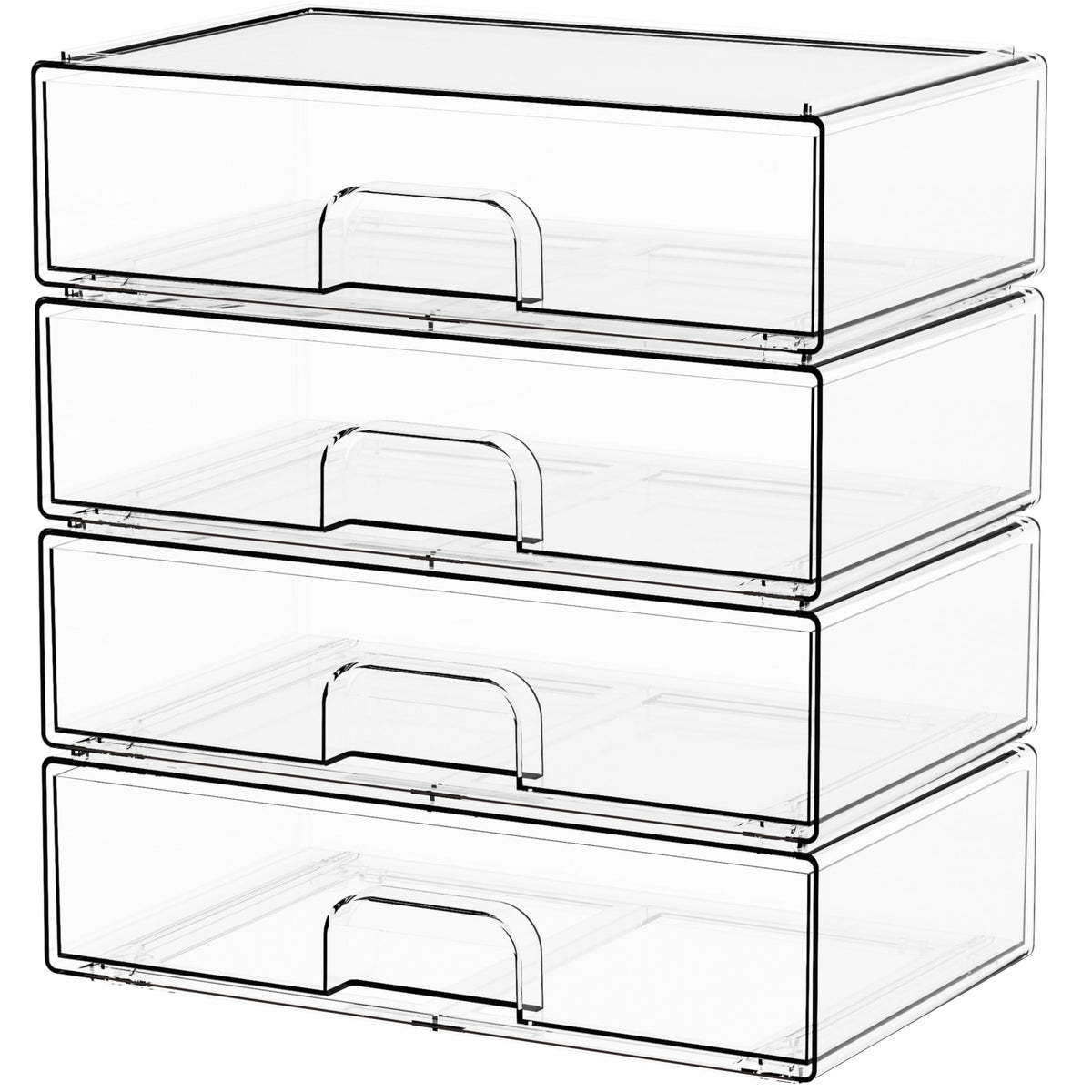 Yieach 4 Pack Clear Stackable Storage Drawers,4.4'' Tall Acrylic Drawers
